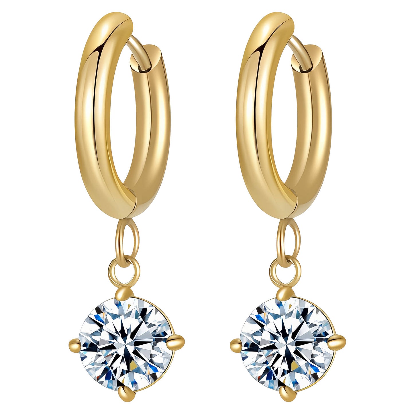 Earrings, 18K Gold Plated Steel