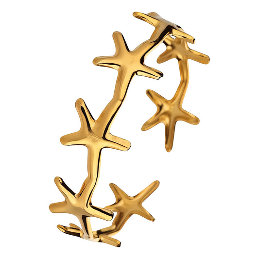 Starfishes Bracelet, 18K Gold Plated Steel