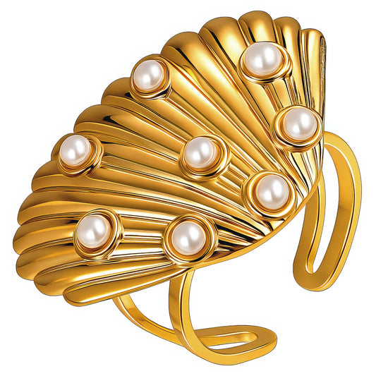 Seashell Ring, 18K Gold Plated Steel