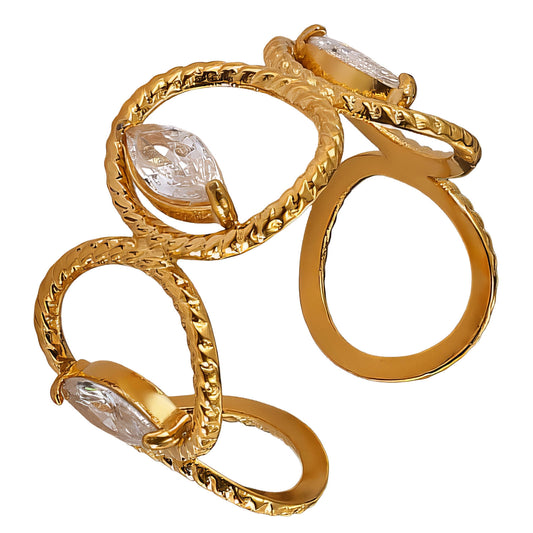 Ring, 18K Gold Plated Steel