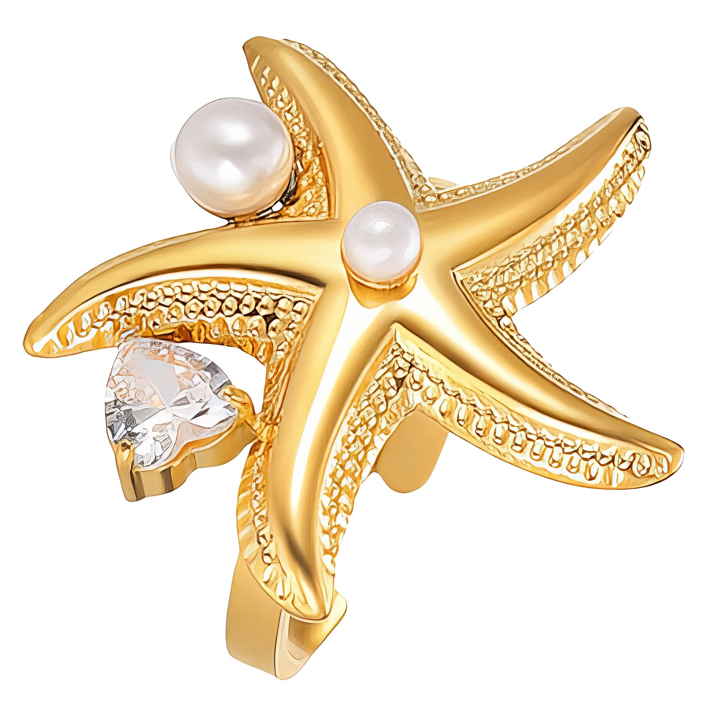 Starfish Ring, 18K Gold Plated Steel
