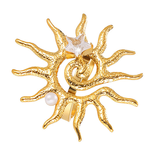 Sun Ring, 18K Gold Plated Steel