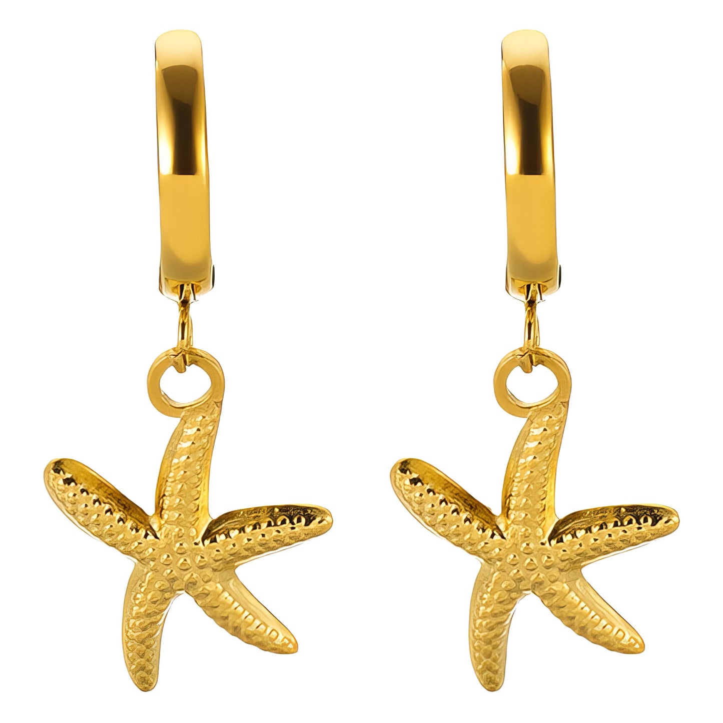 Starfishes Earrings, 18K Gold Plated Steel