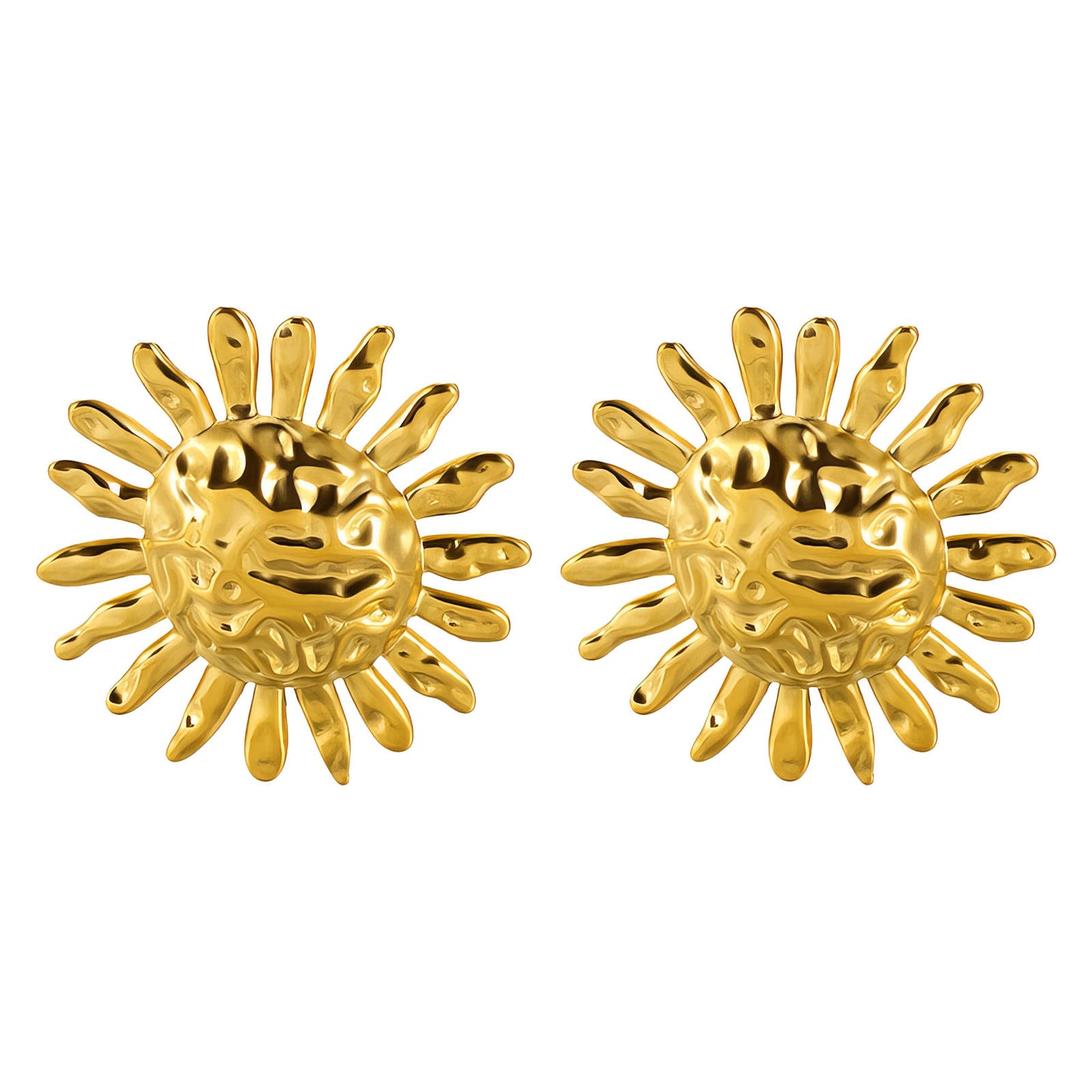 Suns Earrings, 18K Gold Plated Steel