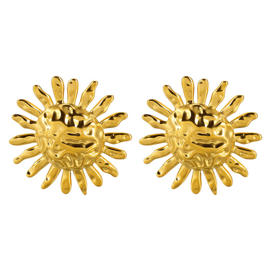 Suns Earrings, 18K Gold Plated Steel