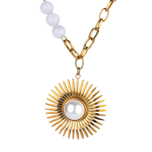 Flower Necklace, 18K Gold Plated Steel