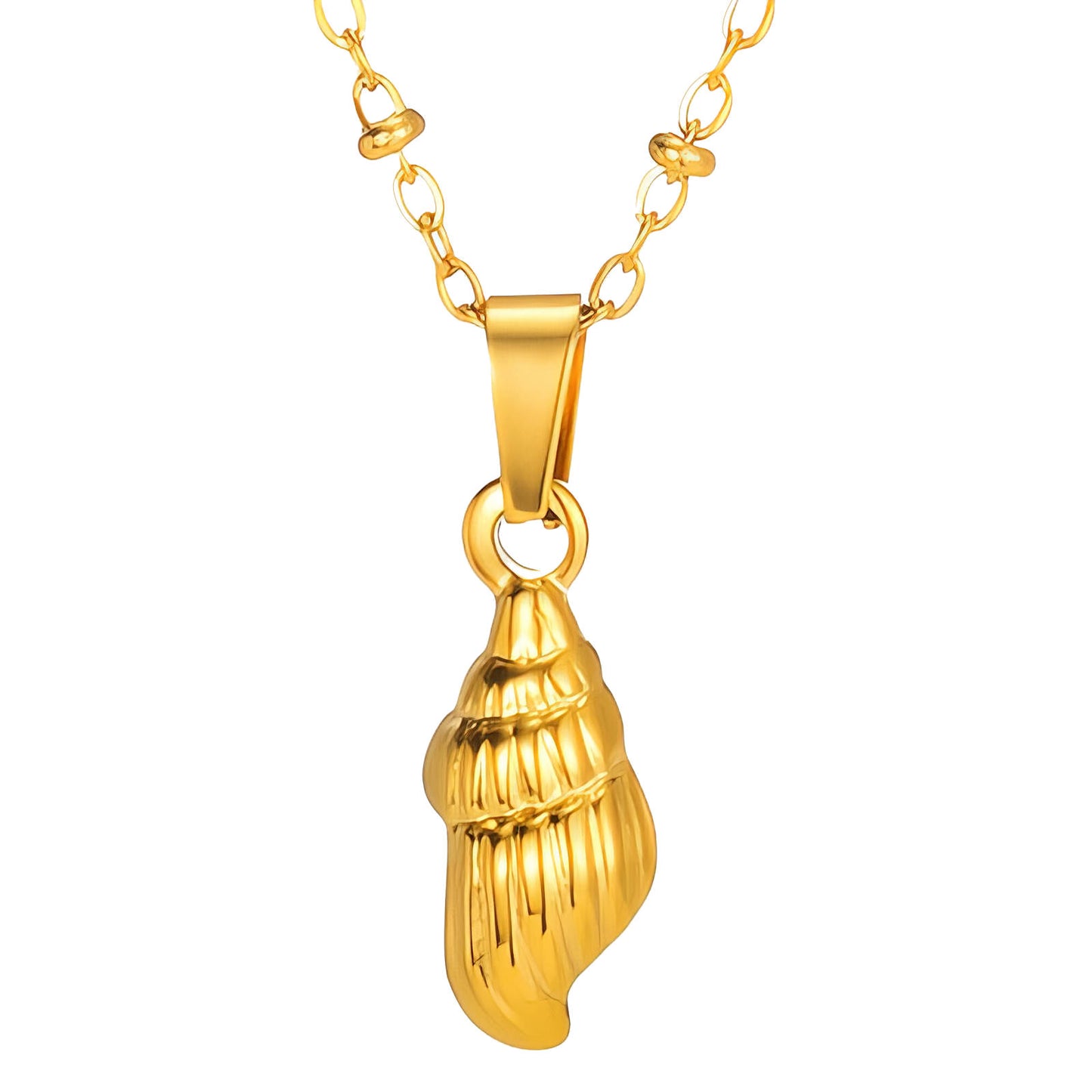 Seashell Necklace, 18K Gold Plated Steel