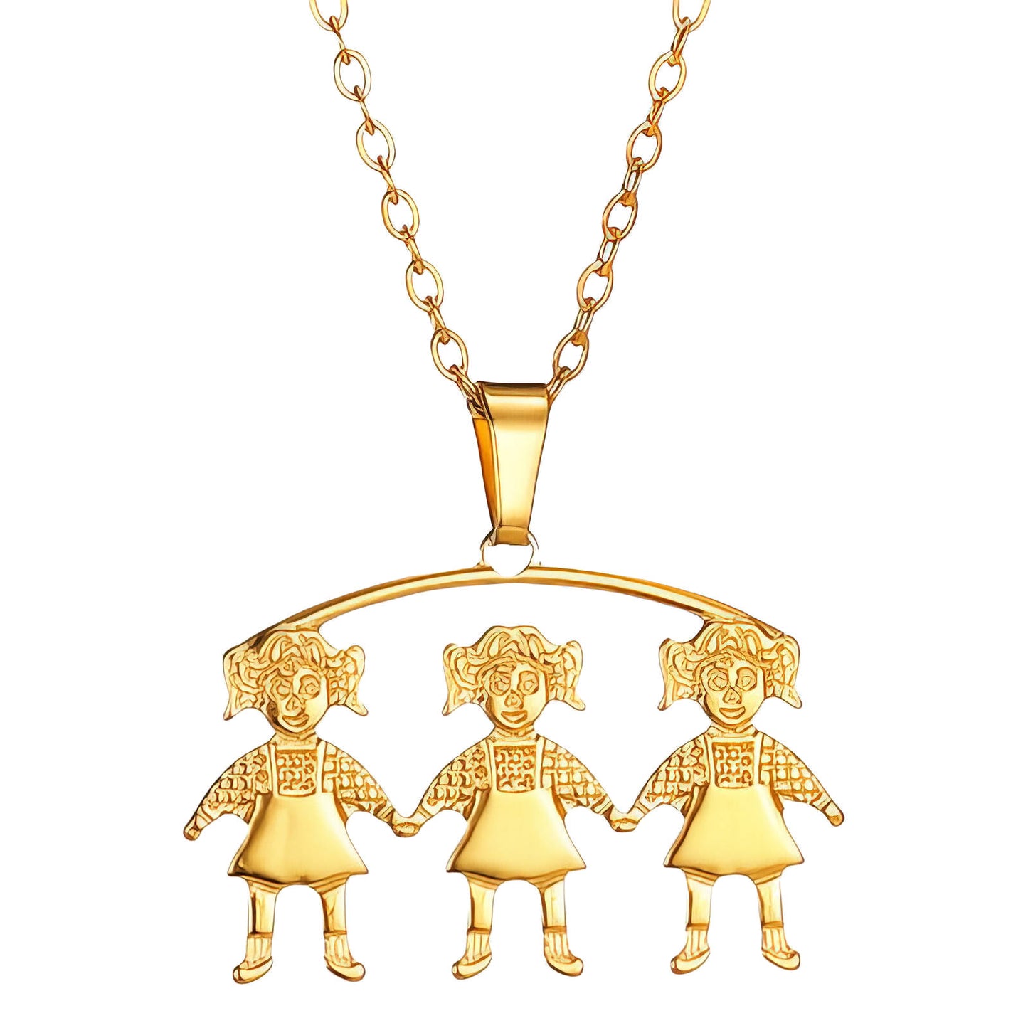 Girls Necklace, 18K Gold Plated Steel