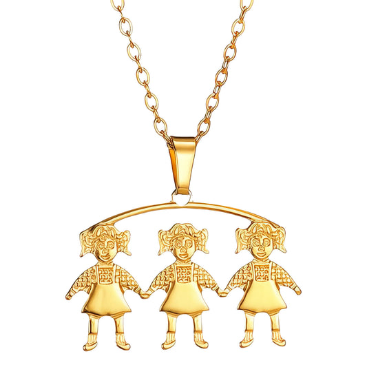 Girls Necklace, 18K Gold Plated Steel