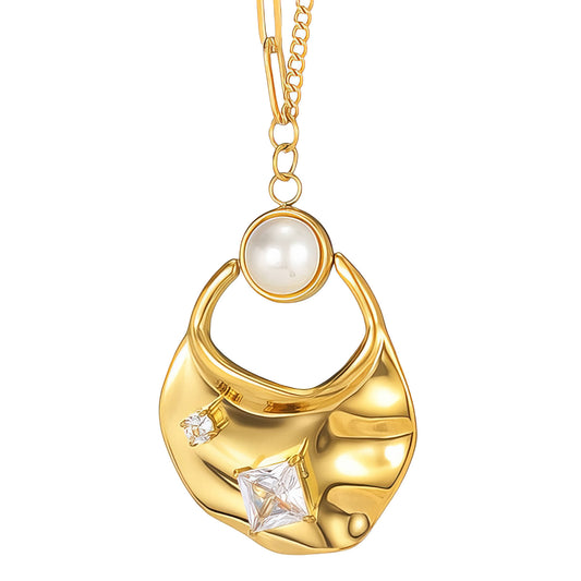 Necklace, 18K Gold Plated Steel