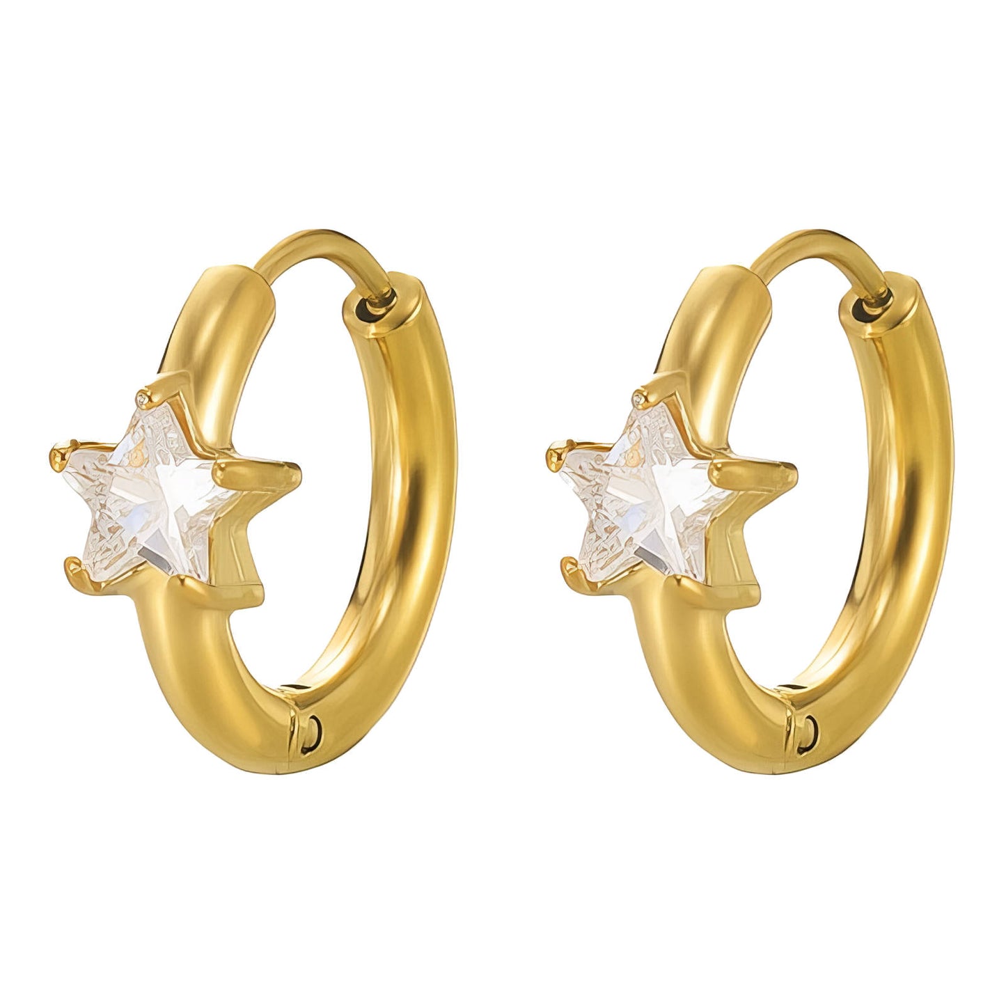 Stars Earrings, 18K Gold Plated Steel