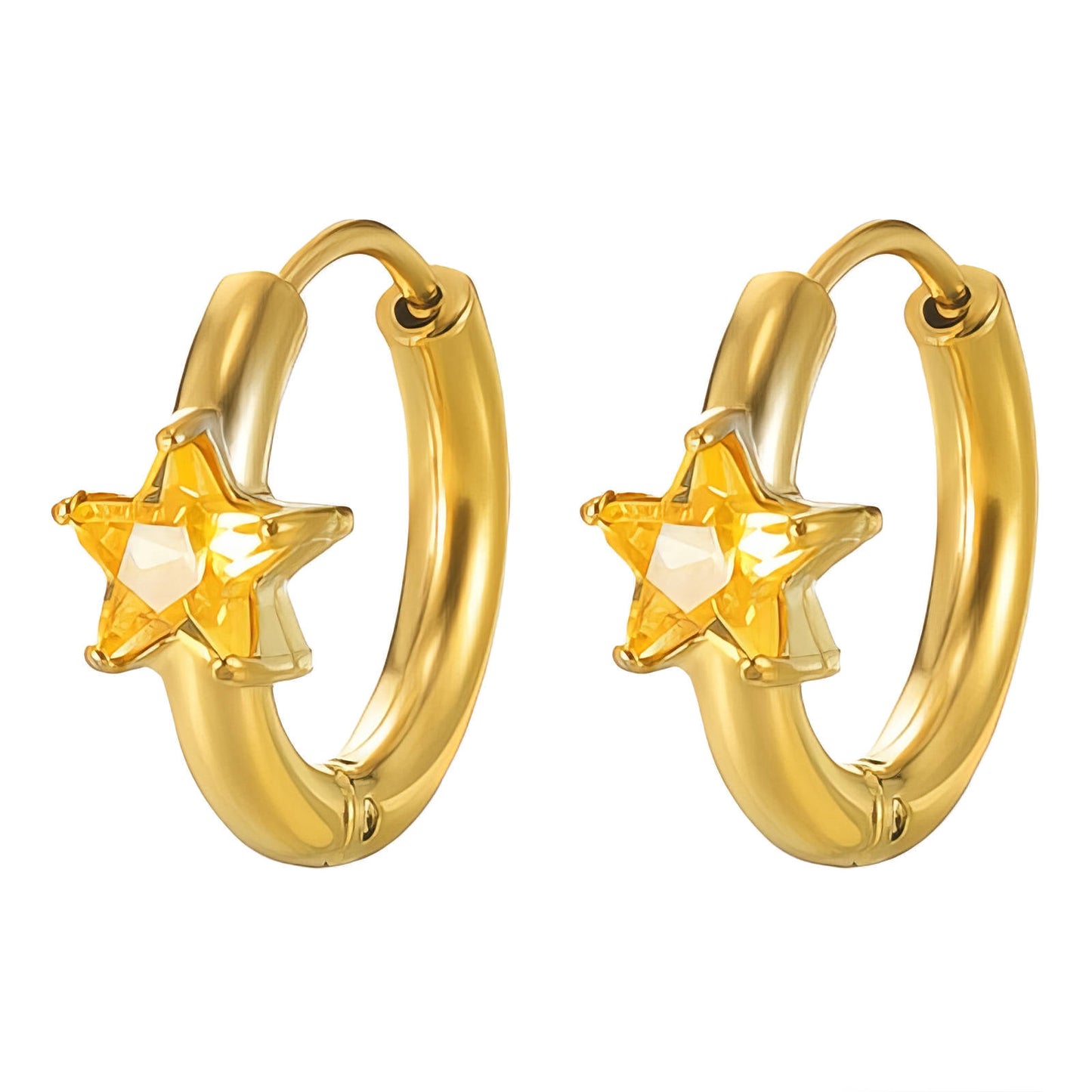 Stars Earrings, 18K Gold Plated Steel