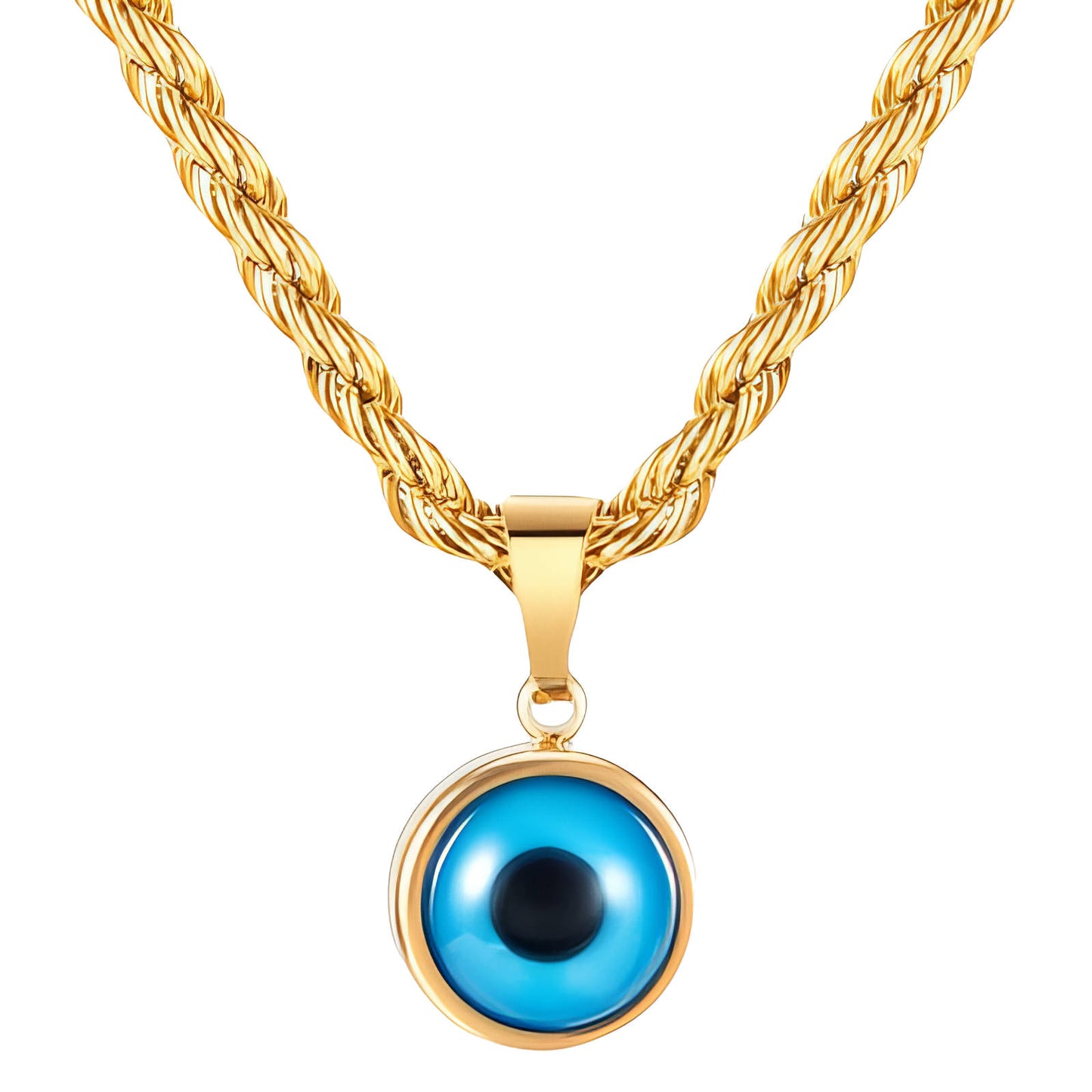 Evil Eye Necklace, 18K Gold Plated Steel