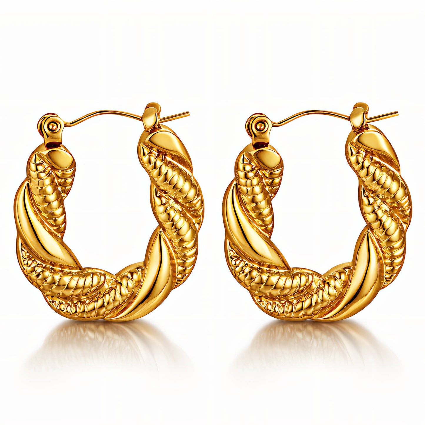 Earrings, 18K Gold Plated Steel