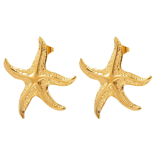 Starfishes Earrings, 18K Gold Plated Steel