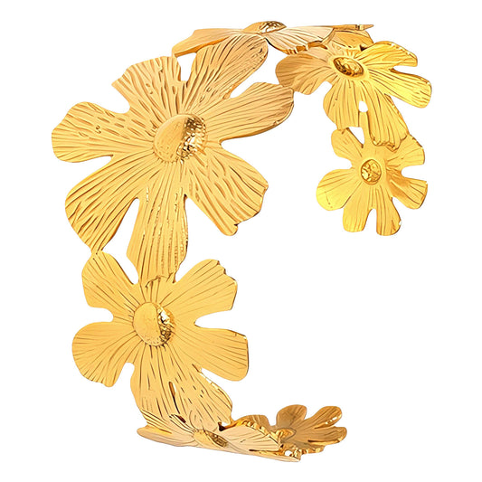 Flower Meadow Bracelet, 18K Gold Plated Steel