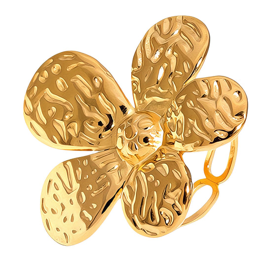 Flower Ring, 18K Gold Plated Steel