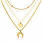 Crescent And Star Necklace, 18K Gold Plated Steel