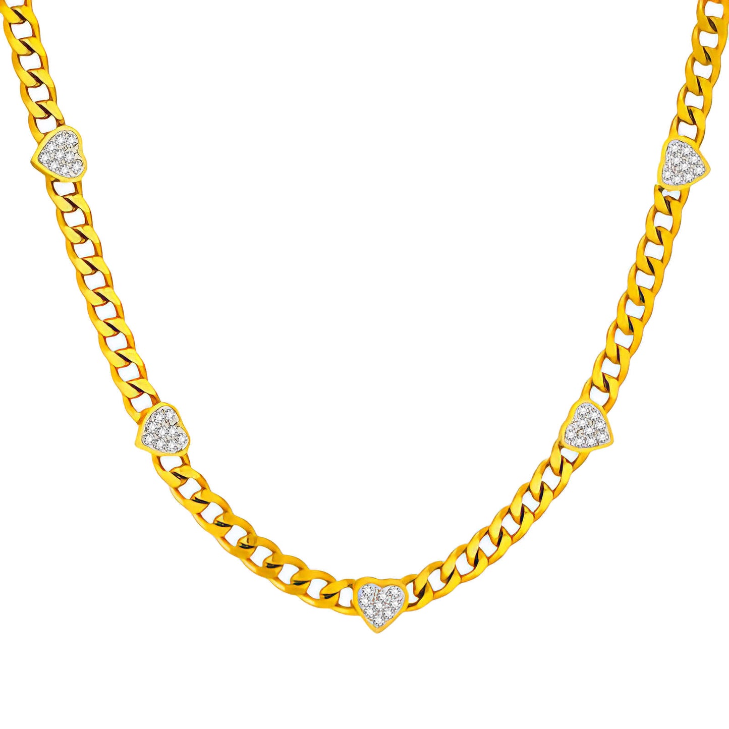 Hearts Necklace, 18K Gold Plated Steel