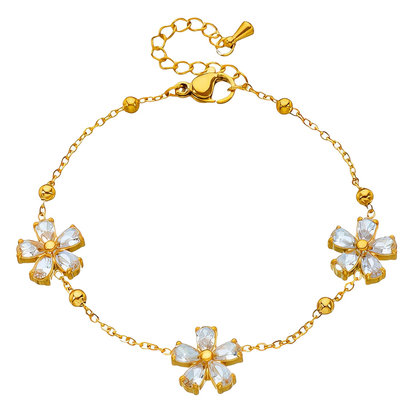 Flower Meadow Bracelet, 18K Gold Plated Steel