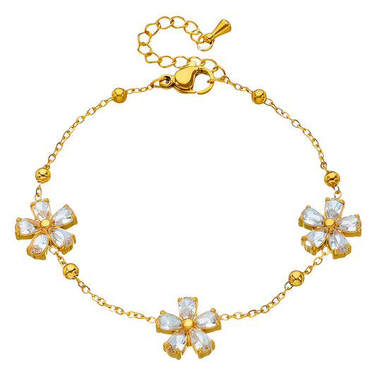 Flower Meadow Bracelet, 18K Gold Plated Steel