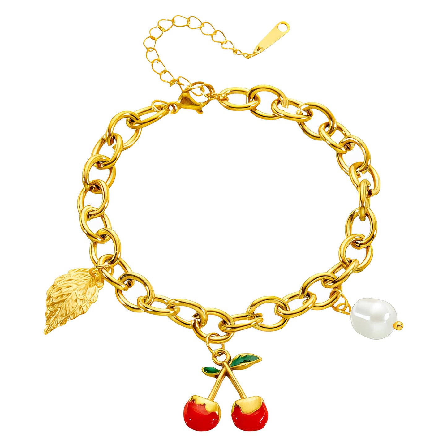 Cherry Bracelet, 18K Gold Plated Steel