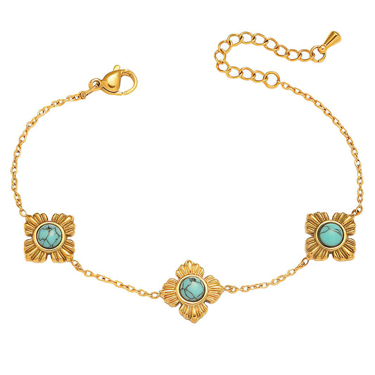 Flower Meadow Bracelet, 18K Gold Plated Steel