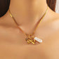 Bow Necklace, 18K Gold Plated Steel