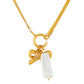 Bow Necklace, 18K Gold Plated Steel