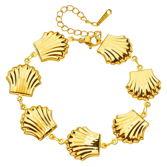 Seashells Bracelet, 18K Gold Plated Steel