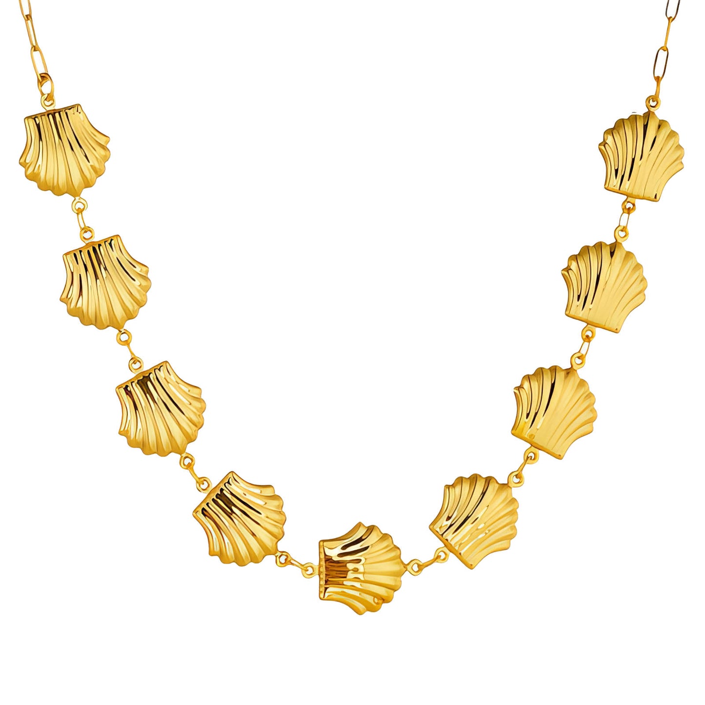 Seashells Necklace, 18K Gold Plated Steel