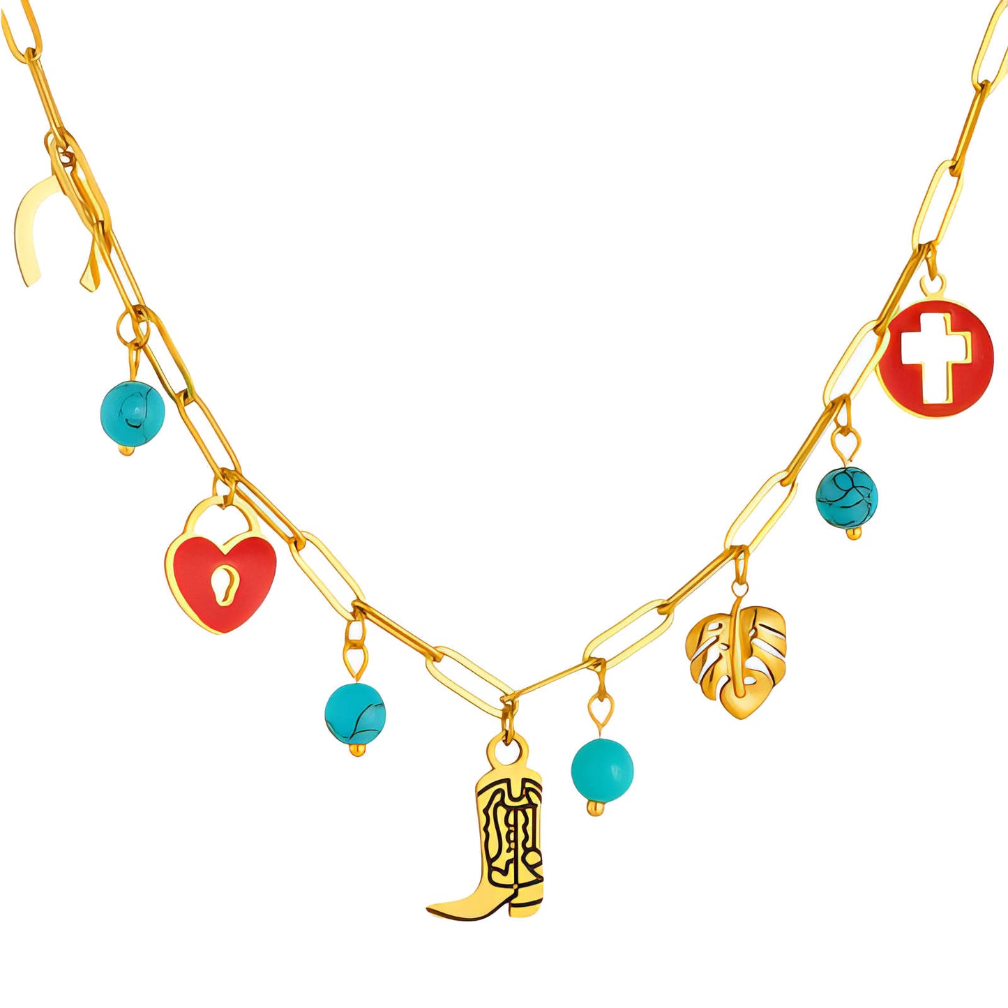 Boot Necklace, 18K Gold Plated Steel