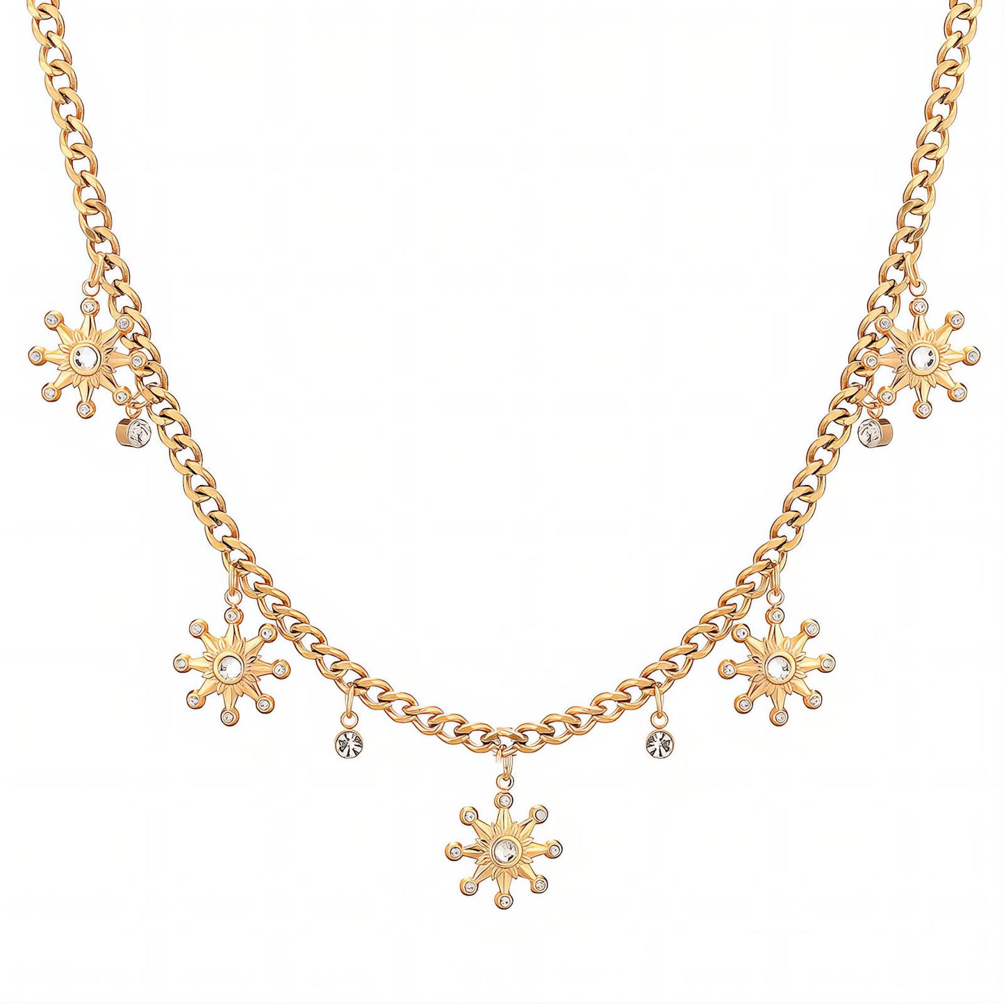 Flower Meadow Necklace, 18K Gold Plated Steel