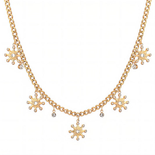 Flower Meadow Necklace, 18K Gold Plated Steel