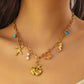 Starfish And Seashell Necklace, 18K Gold Plated Steel