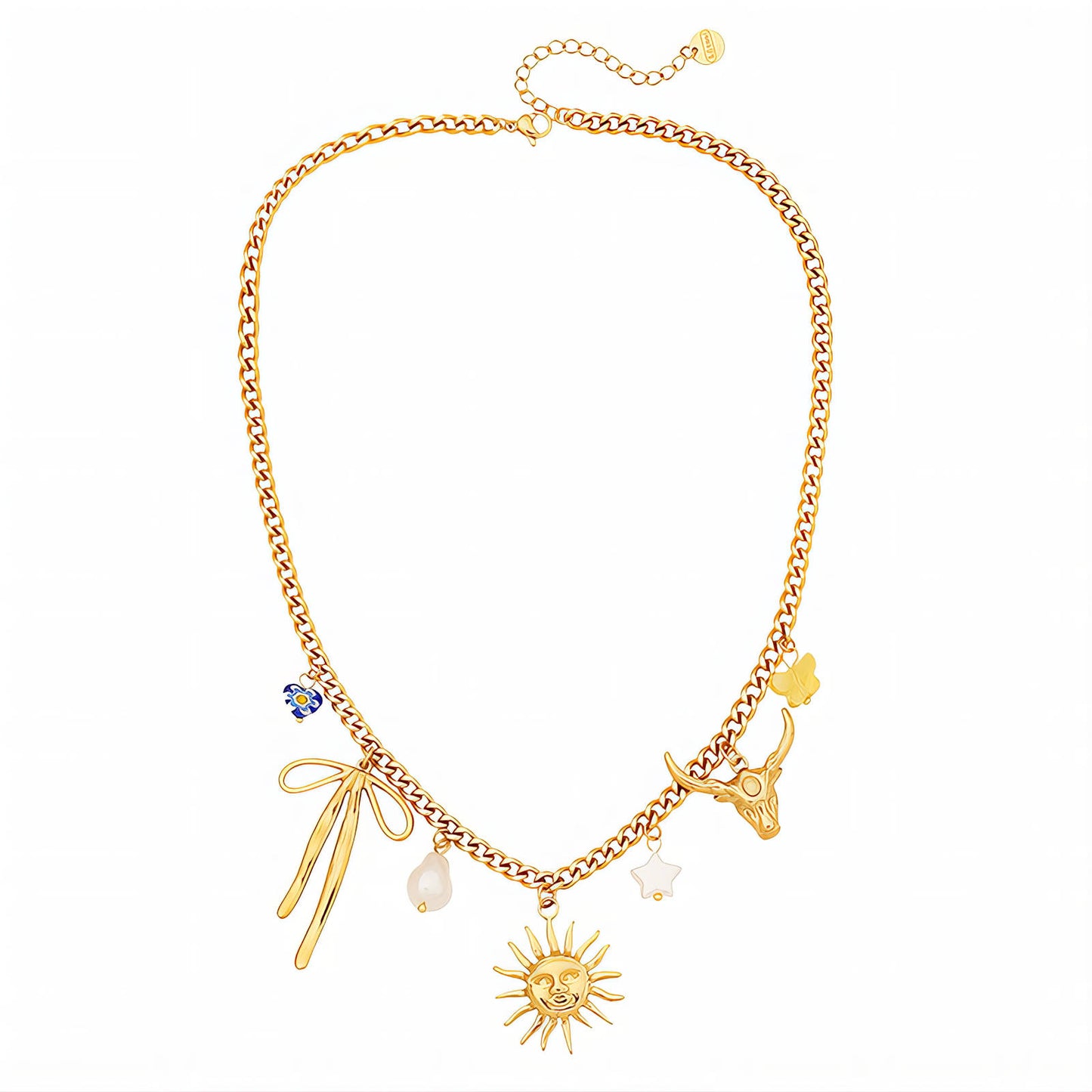 Sun Necklace, 18K Gold Plated Steel
