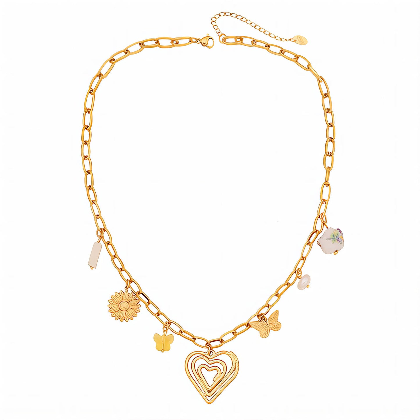 Heart Necklace, 18K Gold Plated Steel