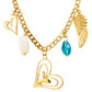 Hearts Necklace, 18K Gold Plated Steel