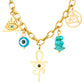 Evil Eyes Necklace, 18K Gold Plated Steel