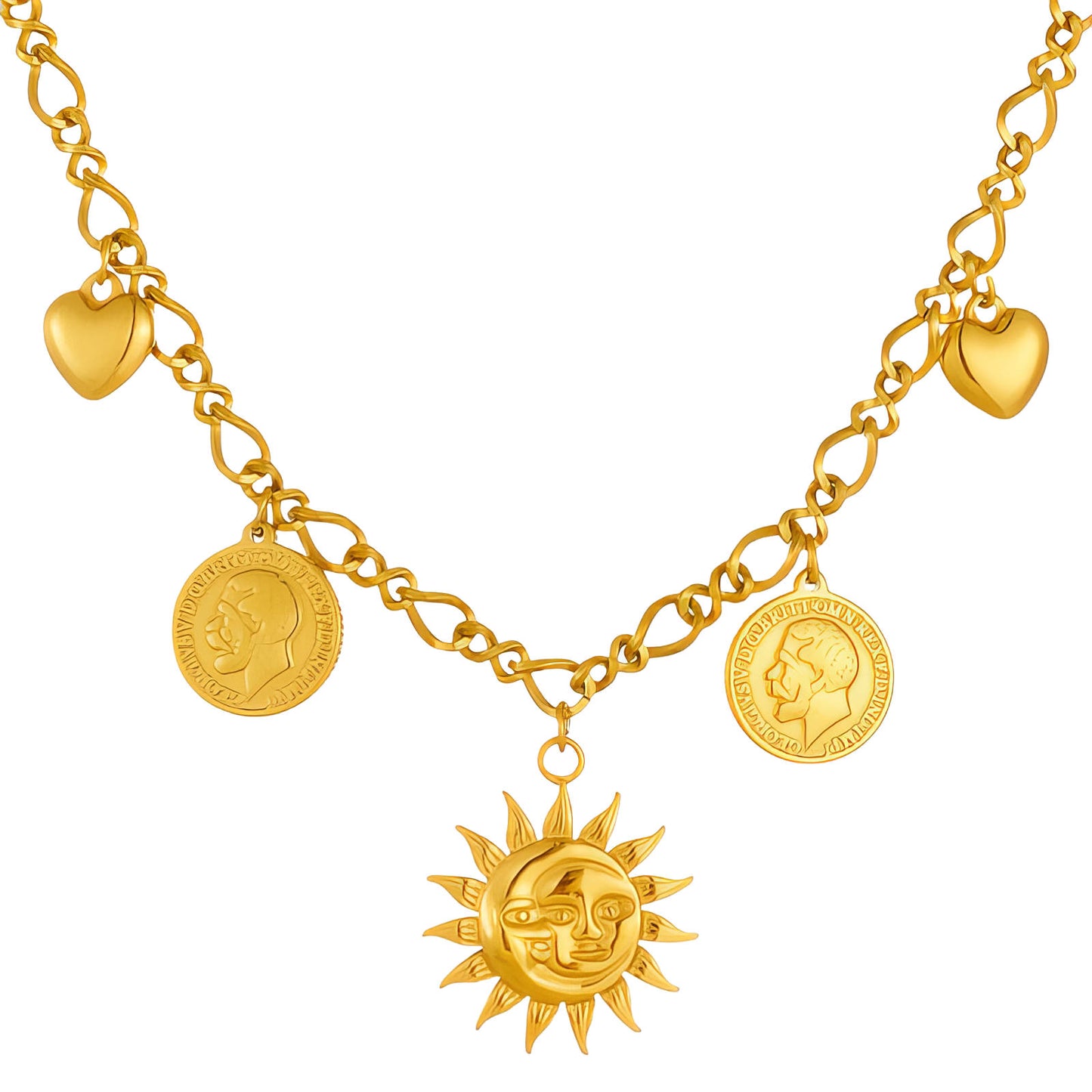 Sun Necklace, 18K Gold Plated Steel