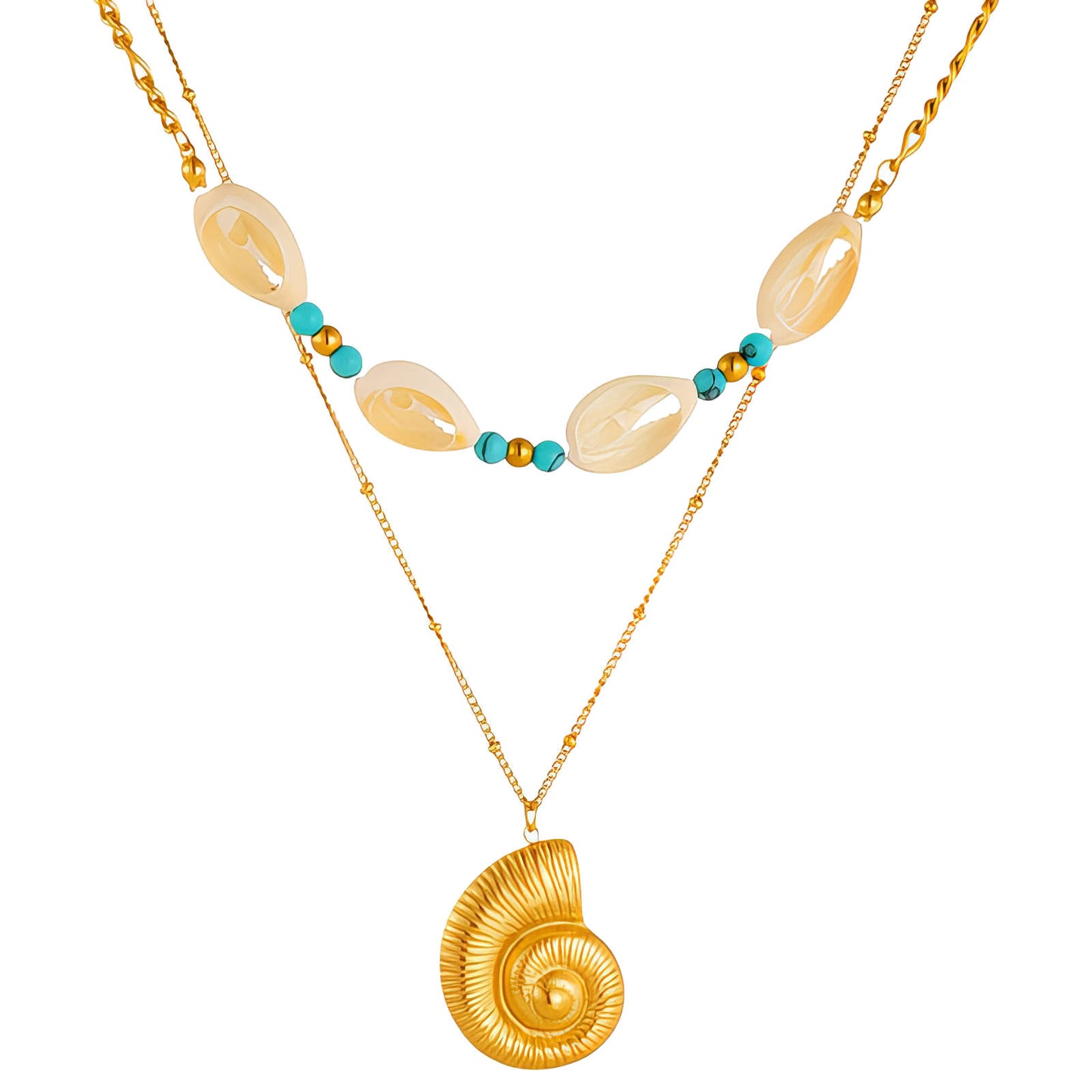 Seashell Necklace, 18K Gold Plated Steel