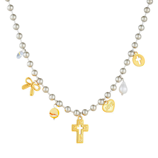 Cross Necklace, 18K Gold Plated Steel
