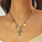 Crosses Necklace, 18K Gold Plated Steel
