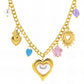Hearts Necklace, 18K Gold Plated Steel