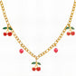 Cherry Necklace, 18K Gold Plated Steel