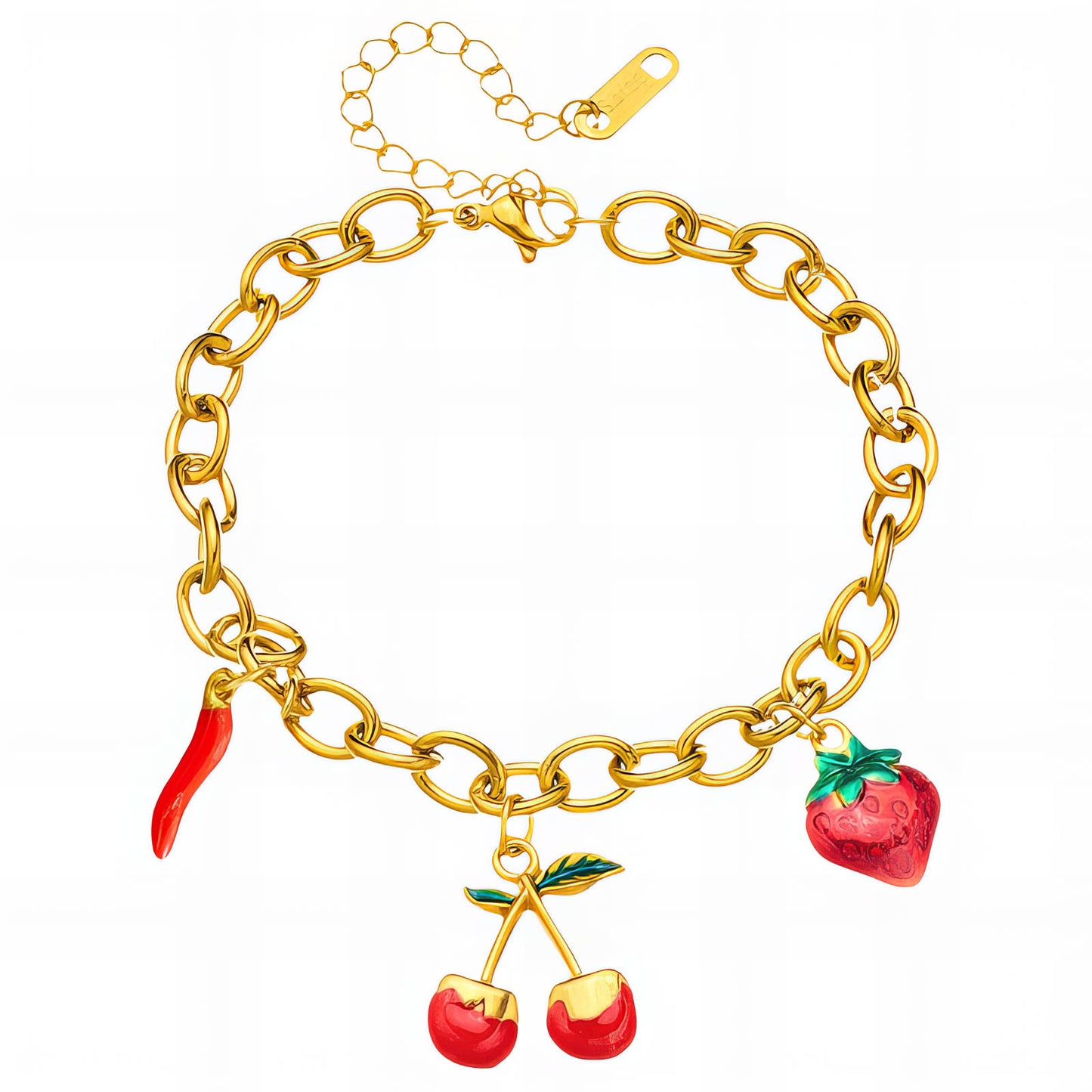 Cherry Bracelet, 18K Gold Plated Steel