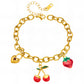Cherry Bracelet, 18K Gold Plated Steel