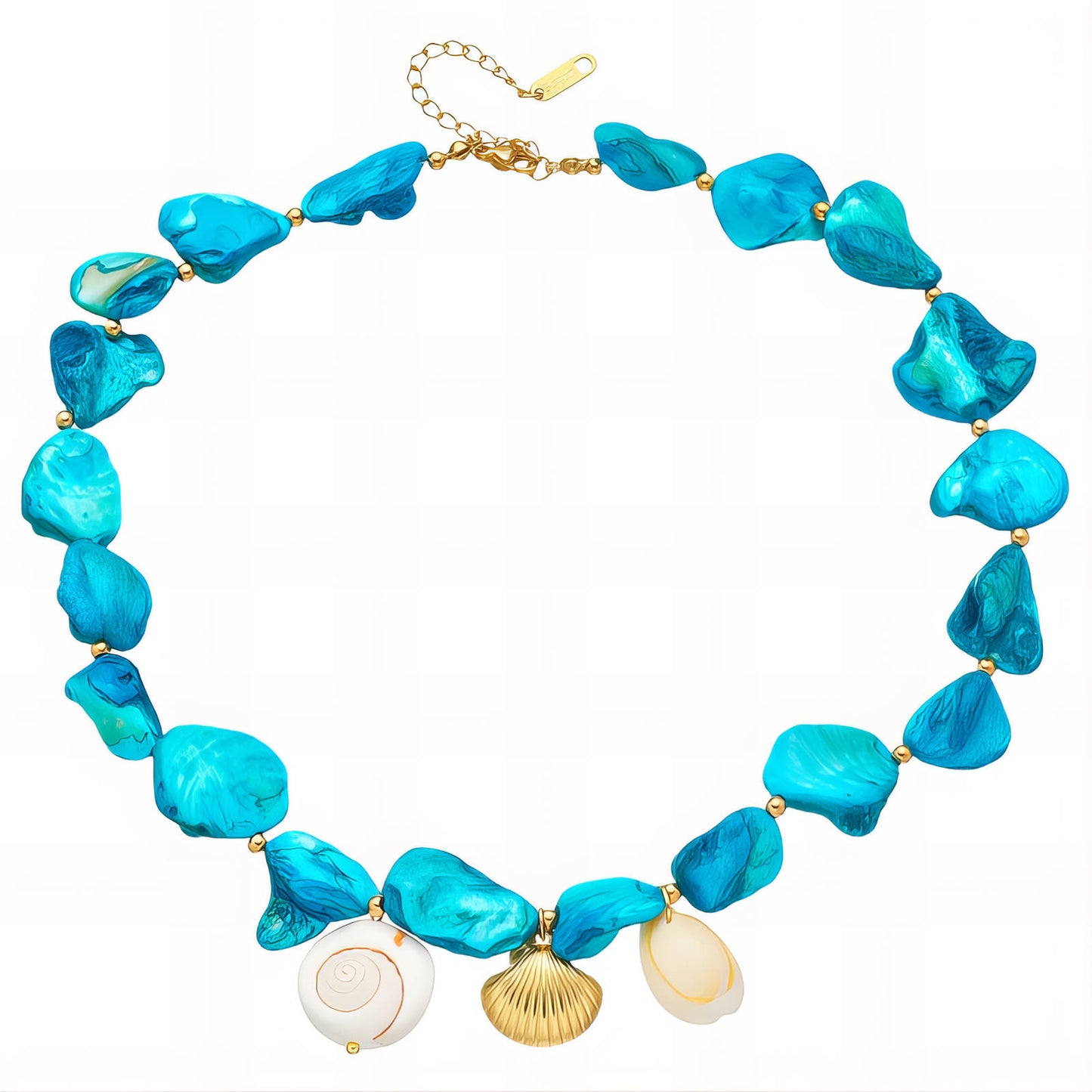 Seashells Necklace, 18K Gold Plated Steel