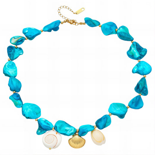 Seashells Necklace, 18K Gold Plated Steel