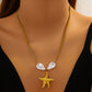 Starfish Necklace, 18K Gold Plated Steel
